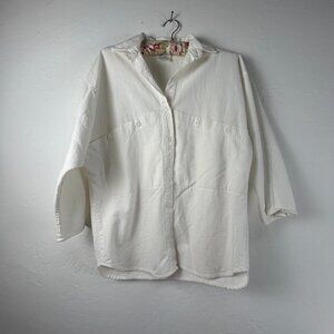 Vintage LA Seat Covers Women's Cotton Button Front Basic Jacket Size P/S White